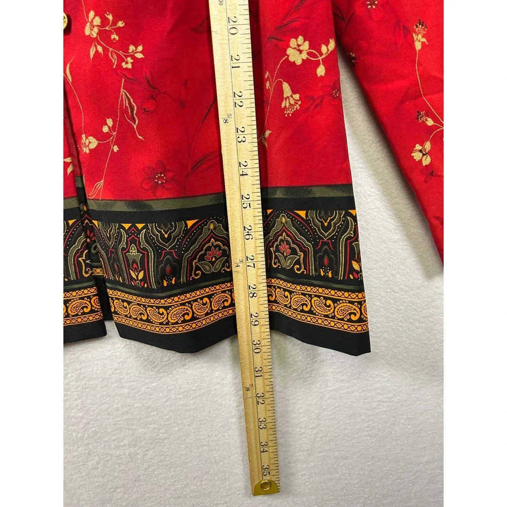 Karin Stevens Red Floral Mandarin Collar Jacket‎ Women's Size 12T